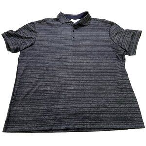 Lululemon Polo Shirt Mens Gray Black Short Sleeve Striped Stretch No Size Tag